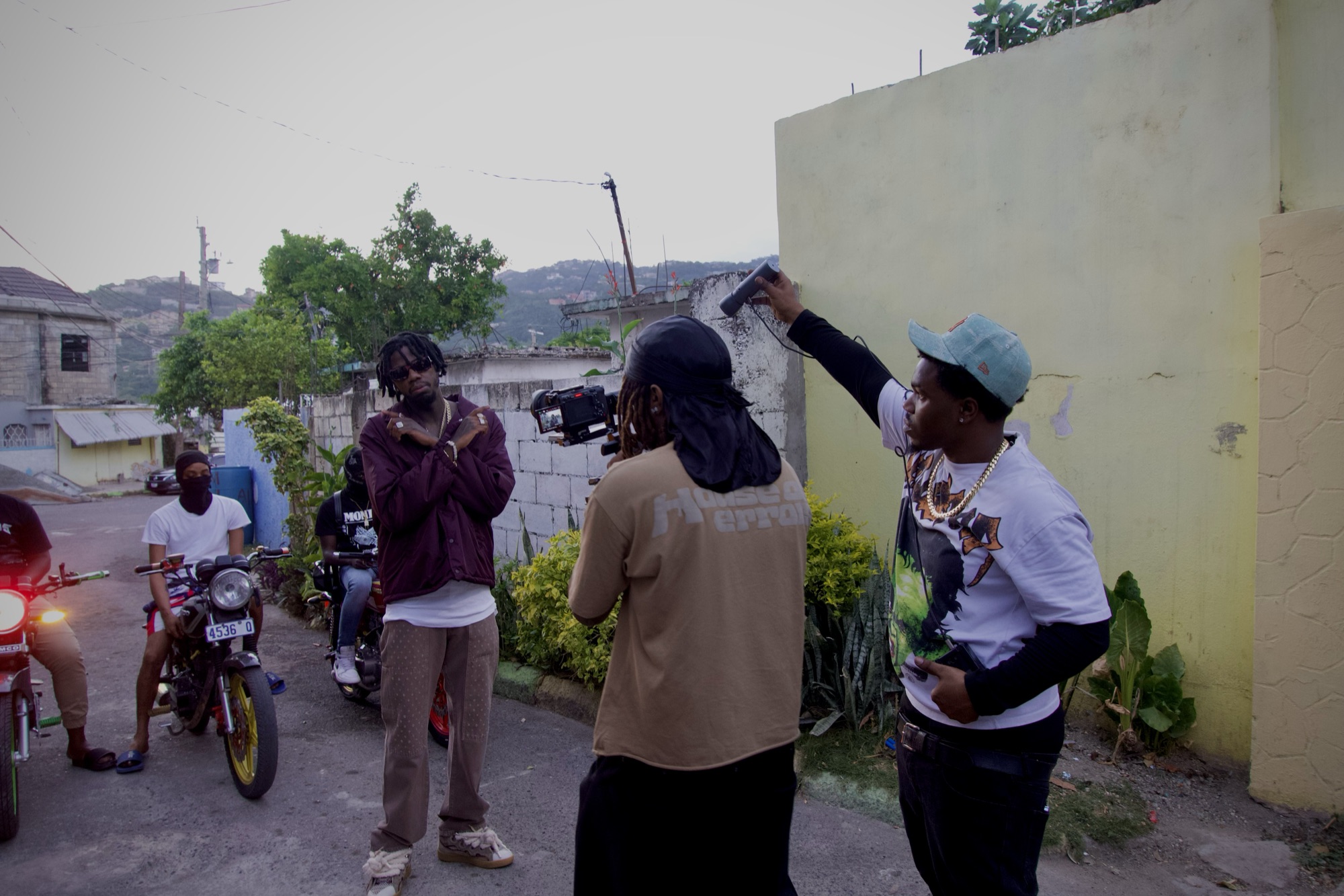 On a dancehall music-video set